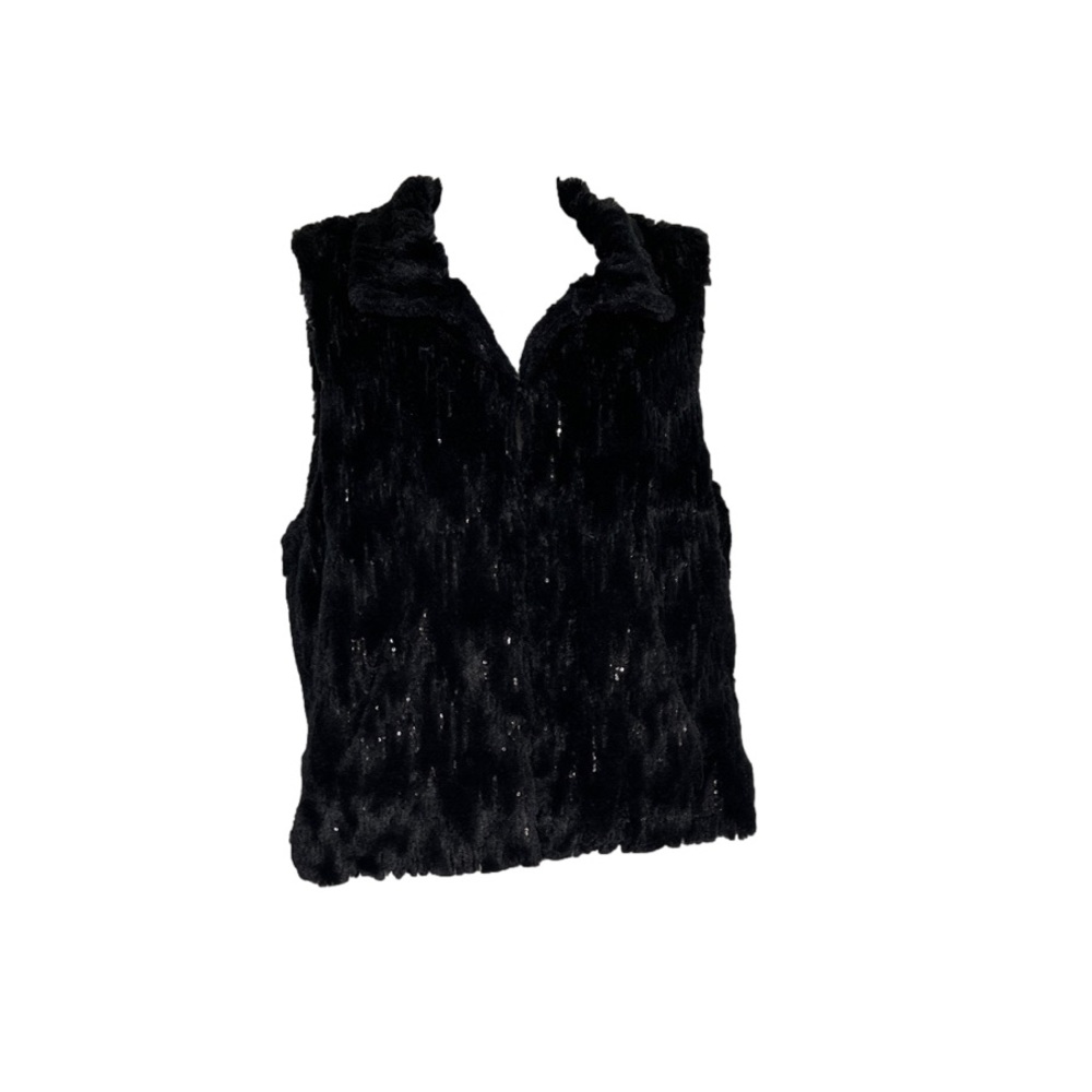 Betsey Johnson fur vest black medium
